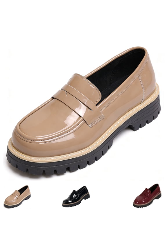 Vintage Womens Loafers Comfortable Platform Penny Loafers for Women Business Casual Dress Shoes Fashion Patent Leather Women's Loafers & Slip-ons