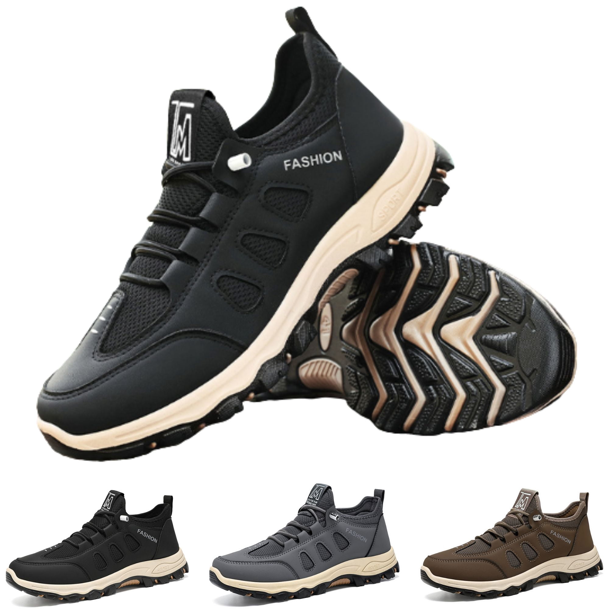 CHICVOMEY Walking Sneakers for Men Breathable Lightweight Slip-On Sneakers Hiking Shoes with Anti-Slip for Running Trekking Outdoor Camping