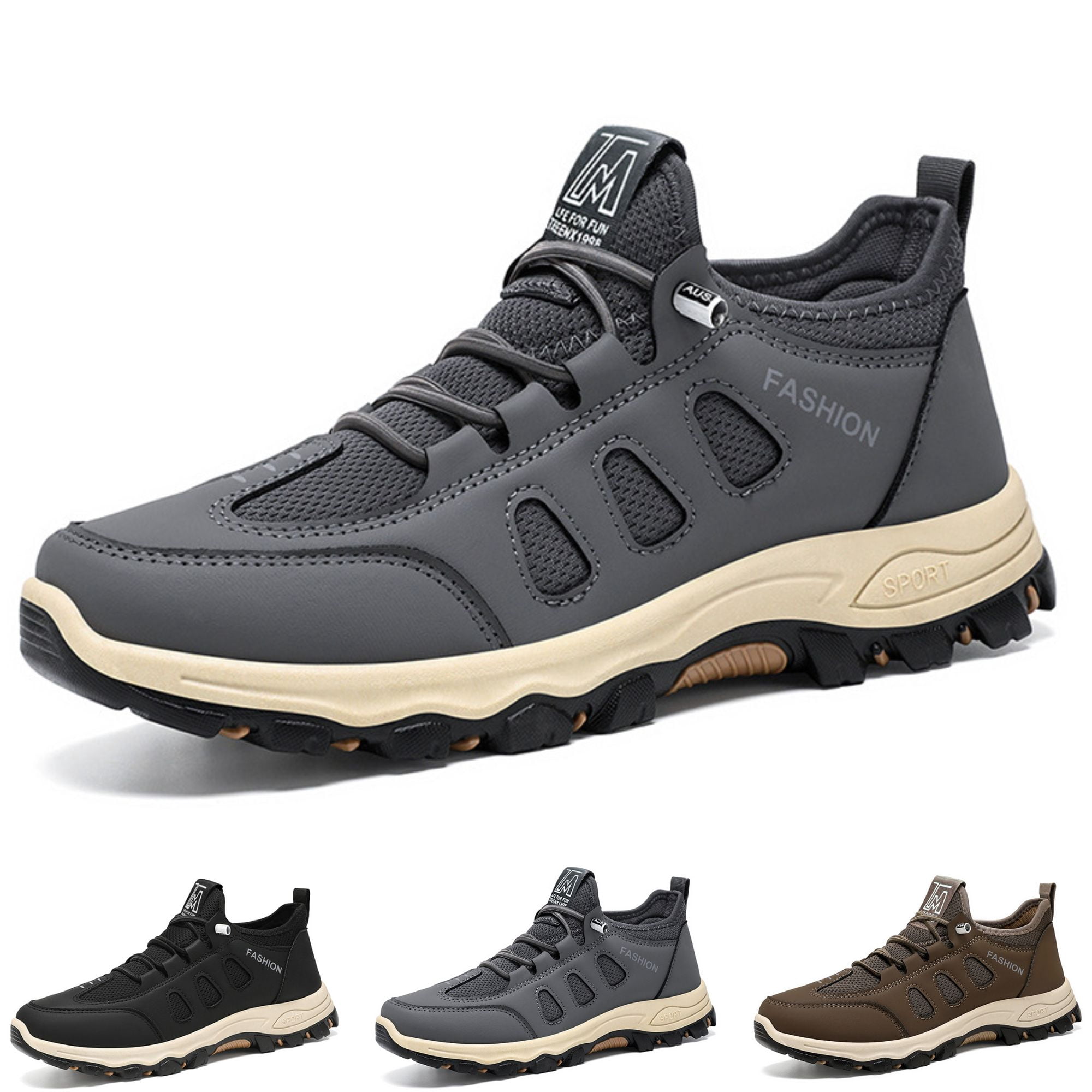 CHICVOMEY Walking Sneakers for Men Breathable Lightweight Slip-On Sneakers Hiking Shoes with Anti-Slip for Running Trekking Outdoor Camping