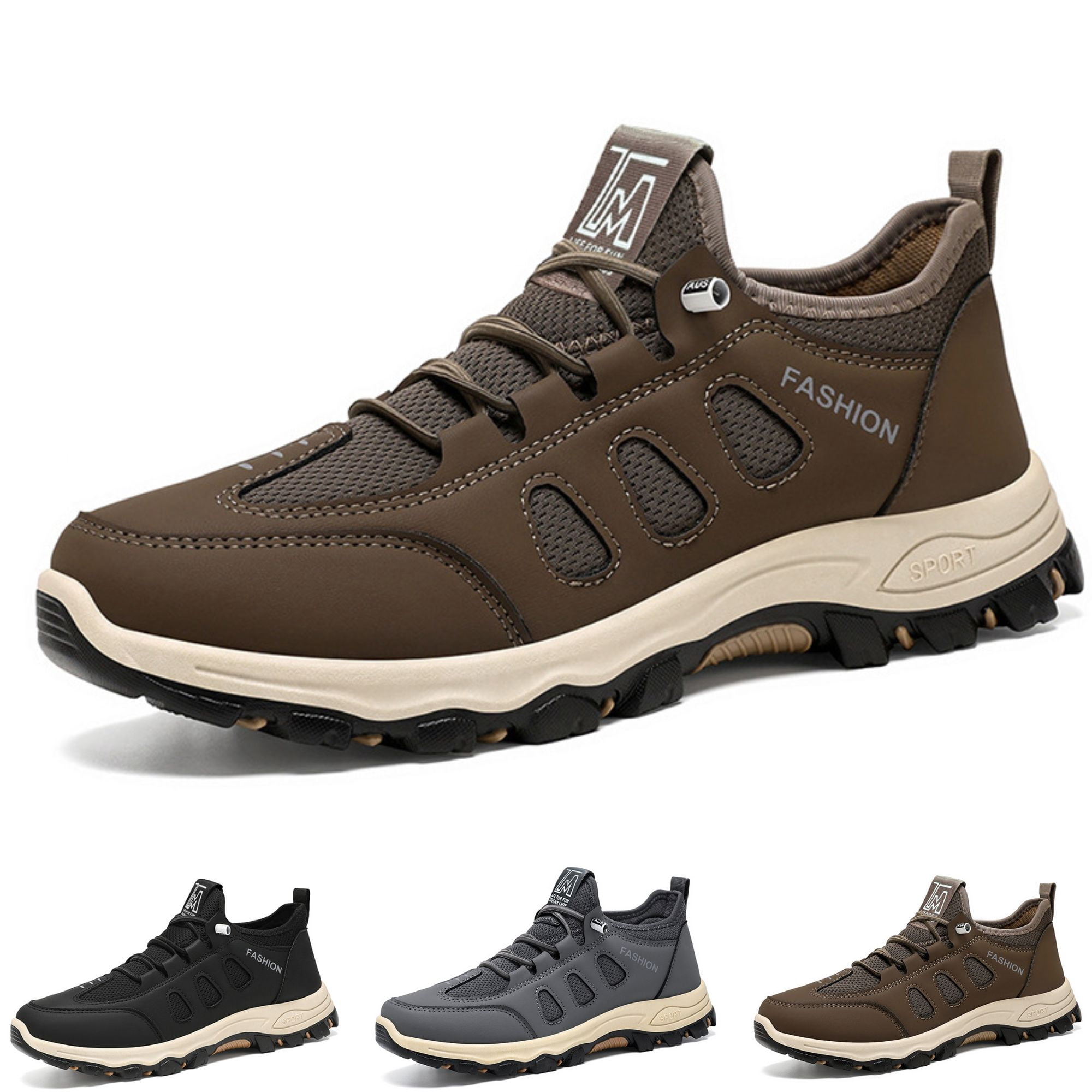 CHICVOMEY Walking Sneakers for Men Breathable Lightweight Slip-On Sneakers Hiking Shoes with Anti-Slip for Running Trekking Outdoor Camping