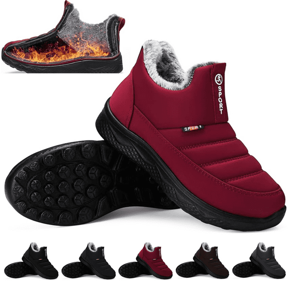 CHICVOMEY Waterproof Insulated Snow Boots for Women Comfort Outdoor Snow Boots with Fur Lined Slip On Ankle Booties Walking with Anti-Slip