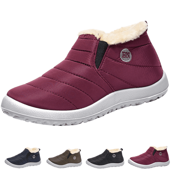 CHICVOMEY Winter Snow Boots for Women with Warm Faux Fur Lining Non-Slip Winter Ankle Booties for Outdoor Waterproof Slip On Booties