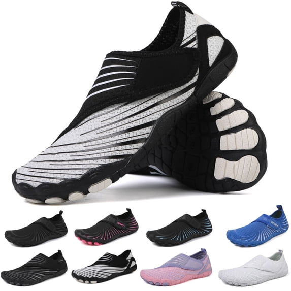 CHICVOMEY Women Men Water Shoes - Non-Slip Quick-Dry Aqua Hiking Sandals with Velcro - Slip-On Swim Shoes for Beach Pool River
