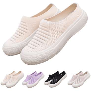 CHICVOMEY Women's Airy Half-Slide Sneakers Wide Toe Slip-On Loafers Lightweight Breathable Shoes for Women Comfortable Summer Slides with Non-Slip Sole