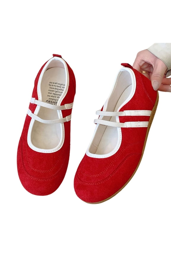 Women's Ballet Flats Slip-On Mary Jane Shoes with Breathable Comfortable Inner Non-Slip Sole Casual Walking Shoes for Women