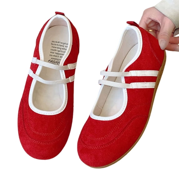 CHICVOMEY Women's Ballet Flats Slip-On Mary Jane Shoes with Breathable Comfortable Inner Non-Slip Sole Casual Walking Shoes for Women