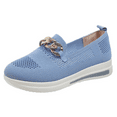 thumbnail image 1 of CHICVOMEY Women's Breathable Knit Slip-On Walking Shoes With Metallic Chain Anti-Slip Sole Comfortable Casual Loafers For Work Travel And Daily Wear, 1 of 6