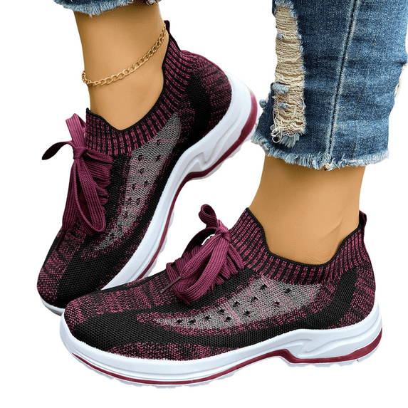 CHICVOMEY Women's Breathable Knit Walking Shoes Comfortable Slip-On Sneakers for Women Lightweight Athletic Shoes with Non-Slip Sole Summer Casual Shoes for Walking Travel Work