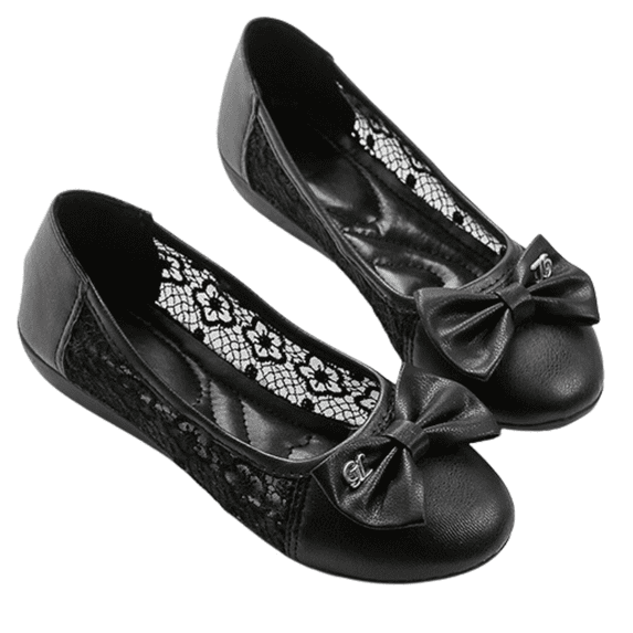 CHICVOMEY Women's Breathable Lace Flats Shoes Lightweight Slip-On Walking Shoes for Women Comfortable Non-Slip Sole Elegant Bow Detail Casual Office Shoes for Ladies
