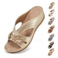 thumbnail image 1 of CHICVOMEY Women's Casual Comfort Wedge Sandals Orthopedic Arch Support Slides with Flowers Fashion Dressy Shoes Summer Outdoor Wear, 1 of 5