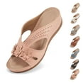 thumbnail image 1 of CHICVOMEY Women's Casual Comfort Wedge Sandals Orthopedic Arch Support Slides with Flowers Fashion Dressy Shoes Summer Outdoor Wear, 1 of 5