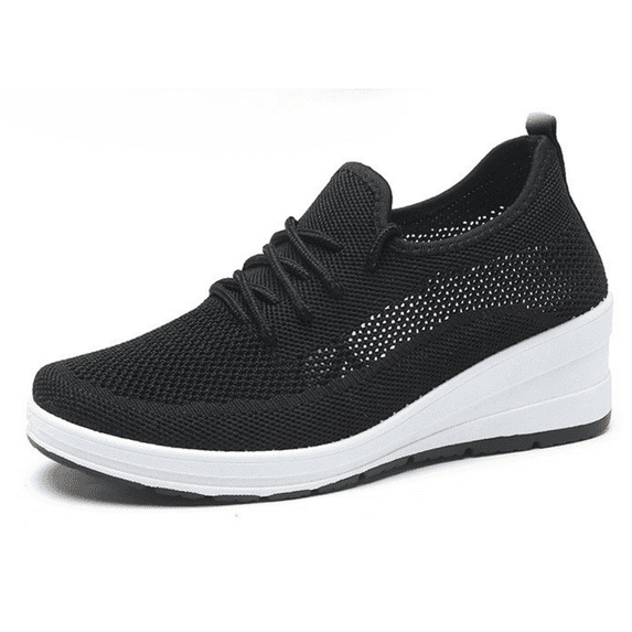 CHICVOMEY Women's Casual Slip-On Sneakers Breathable Knit Walking Shoes Non-Slip Platform Sneakers for Women Lightweight Comfortable for Work Travel