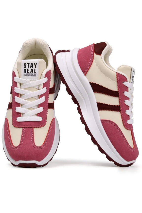 Women's Chunky Platform Sneakers - Retro Walking Sneakers with Cushioned Sole - Lightweight Casual Shoes for Daily Travel