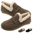 thumbnail image 1 of CHICVOMEY Women's Faux Fur Lined Winter Moccasin Slippers Comfort Indoor&Outdoor Loafers with Non-Slip Sole House Slippers for Women, 1 of 8