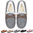 thumbnail image 1 of CHICVOMEY Women's Faux Fur Lined Winter Moccasins Slippers Suede Winter House Slippers for Women& Men Indoor Outdoor Slip On Moccasins Slippers, 1 of 5