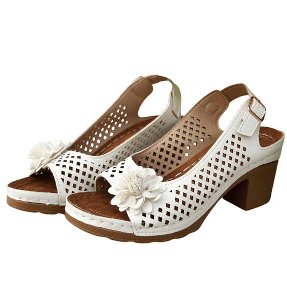 CHICVOMEY Women's Flower Sandals Breathable Summer Shoes for Women Lightweight Roman Sandals with Non-Slip Sole Casual Dress Sandals for Walking Outdoor Beach