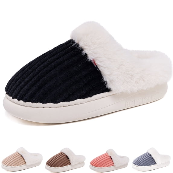 CHICVOMEY Women's House Slippers with Memory Foam Indoor & Outdoor Fuzzy Slip-On Shoes Winter Slippers for Women