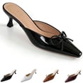 thumbnail image 1 of CHICVOMEY Women's Kitten Heel Mules - Pointed Toe Slip-On Dress Shoes with Bow for Wedding Work Evening  Mules for Women, 1 of 7