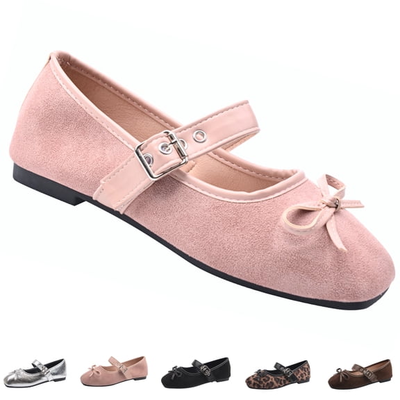 CHICVOMEY Women‘s Mary Jane Shoes Square Toe Ballet Flat Mary Jane Flats with Buckle Strap Casual&Dressy Flats