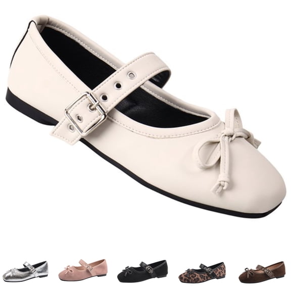 CHICVOMEY Womenās Mary Jane Shoes Square Toe Ballet Flat Mary Jane Flats with Buckle Strap Casual&Dressy Flats