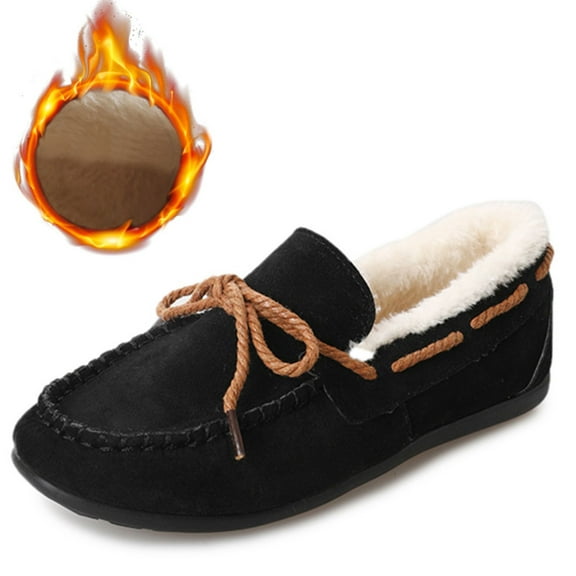 CHICVOMEY Women's Moccasin Slippers with Faux Fur Lining Warm Non-Slip Indoor Outdoor House Shoes for Winter Comfort Slippers