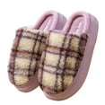 thumbnail image 1 of CHICVOMEY Women's Plush Tartan House Slippers Memory Foam Indoor Outdoor Slip-Resistant Shoes for Women Cozy Warm Winter Non-Slip Scuff Slippers, 1 of 6
