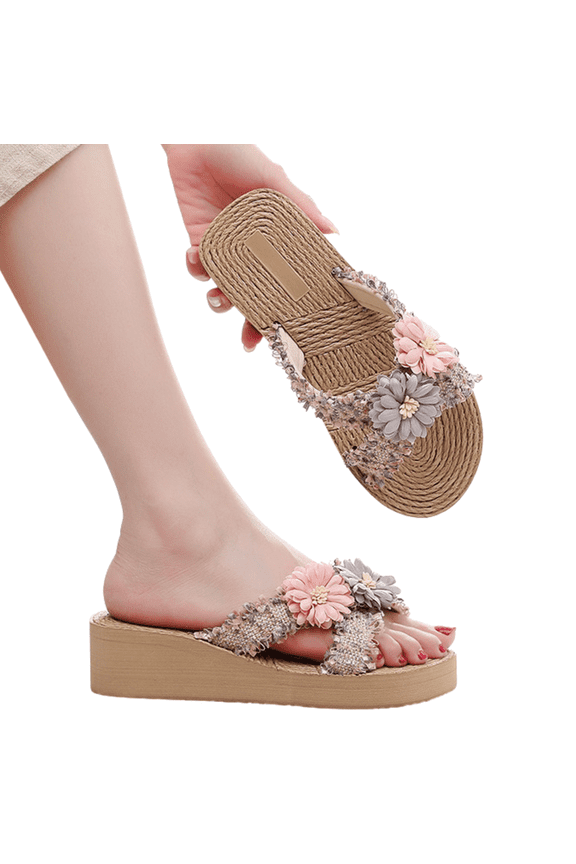 Women's Sandals 2025 Breathable Cross Strap Slide Sandals Comfortable Thick Platform Wedge Non-Slip Summer Shoes for Women Casual Beach Sandals