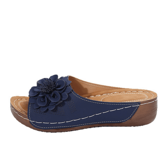 CHICVOMEY Women's Sandals 2025 Comfortable Summer Sandals with 3D Flower Design Breathable Soft Footbed Slip-Resistant Sole Open-Toe Casual Slide Sandals for Women Beach Outdoor