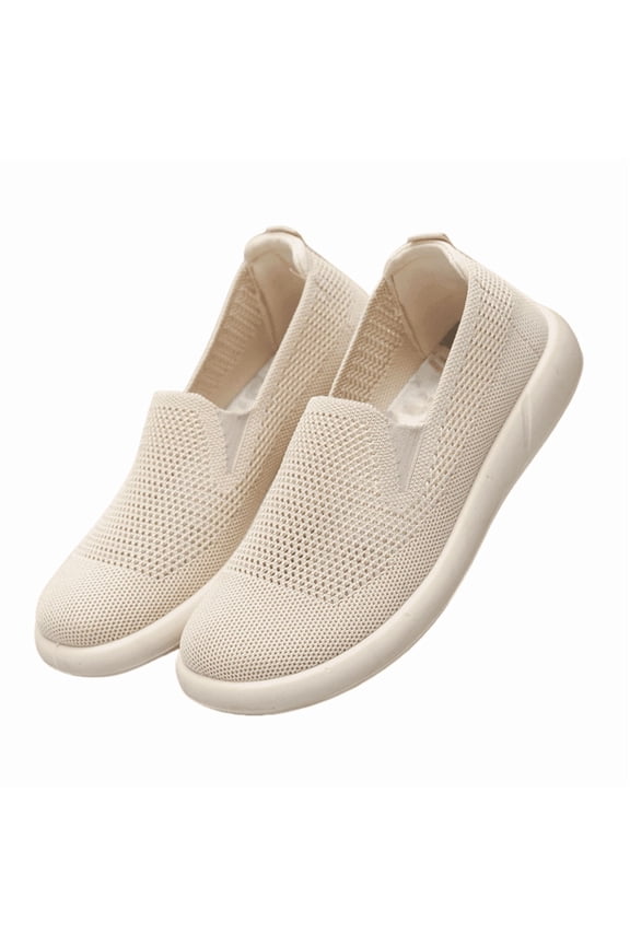 Women's Slip-on Breathable Knit Shoes Lightweight Walking Shoes for Women Comfortable Wide Toe Casual Running Shoes for Women Summer Non-Slip Slip-On Sneakers