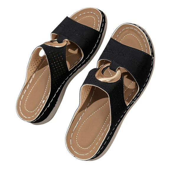 CHICVOMEY Women's Slip-On Sandals 2025 Comfortable Slide Sandals with Soft Lining Non-Slip Platform Sole Summer Casual Sandals for Women Beach Outdoor