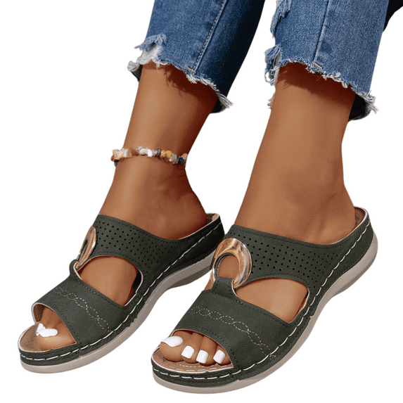 CHICVOMEY Women's Slip-On Sandals 2025 Comfortable Slide Sandals with Soft Lining Non-Slip Platform Sole Summer Casual Sandals for Women Beach Outdoor