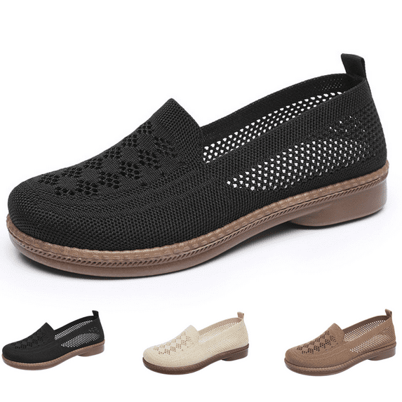 CHICVOMEY Women's Slip-On Walking Shoes Breathable Mesh Lightweight Sneakers for Women Wide Toe Comfort Loafers for Running Travel Casual Wear
