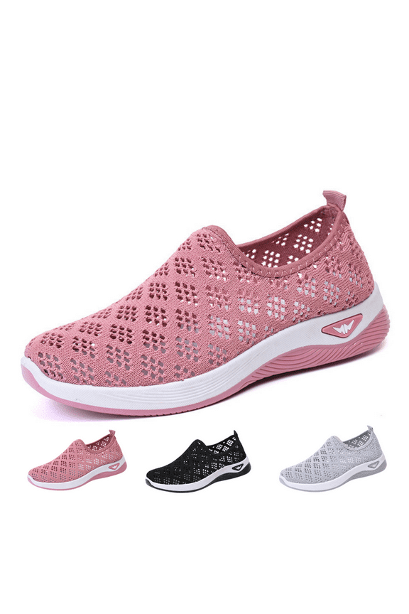 Women's Slip-On Walking Shoes Breathable Mesh Sneakers with Cushioned Insole Non-Slip Soft Sole for Work Travel Standing All Day Lightweight Wide Toe Comfort Loafers for Women