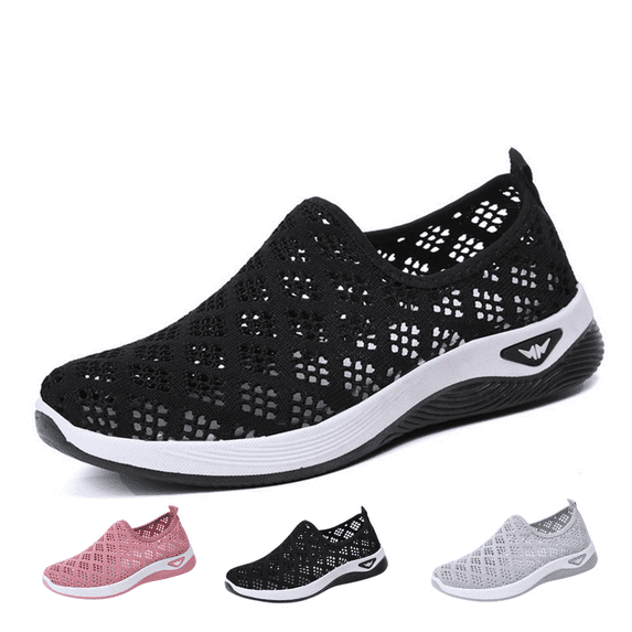 CHICVOMEY Women's Slip-On Walking Shoes Breathable Mesh Sneakers with Cushioned Insole Non-Slip Soft Sole for Work Travel Standing All Day Lightweight Wide Toe Comfort Loafers for Women