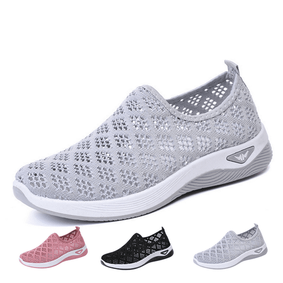 CHICVOMEY Women's Slip-On Walking Shoes Breathable Mesh Sneakers with Cushioned Insole Non-Slip Soft Sole for Work Travel Standing All Day Lightweight Wide Toe Comfort Loafers for Women