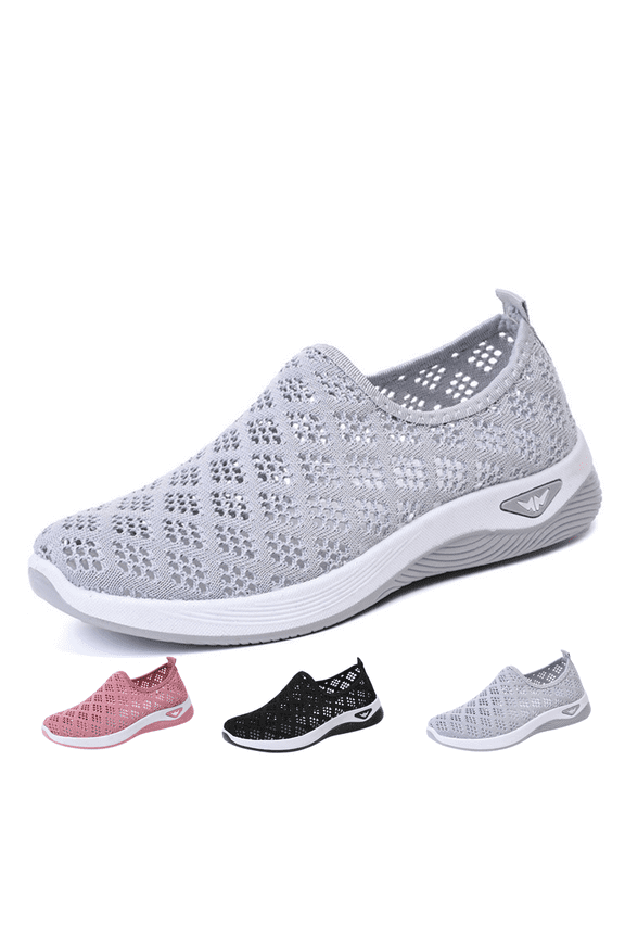 Women's Slip-On Walking Shoes Breathable Mesh Sneakers with Cushioned Insole Non-Slip Soft Sole for Work Travel Standing All Day Lightweight Wide Toe Comfort Loafers for Women