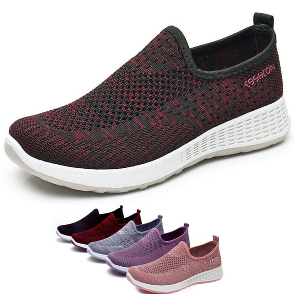 CHICVOMEY Women's Slip-On Walking Shoes Breathable Mesh Sneakers with Non-Slip Cushioned Sole for Travel Work Running Women's Athletic Shoes