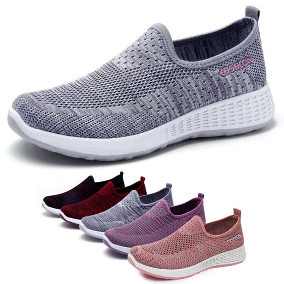 CHICVOMEY Women's Slip-On Walking Shoes Breathable Mesh Sneakers with Non-Slip Cushioned Sole for Travel Work Running Women's Athletic Shoes