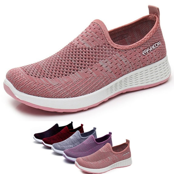 CHICVOMEY Women's Slip-On Walking Shoes Breathable Mesh Sneakers with Non-Slip Cushioned Sole for Travel Work Running Women's Athletic Shoes