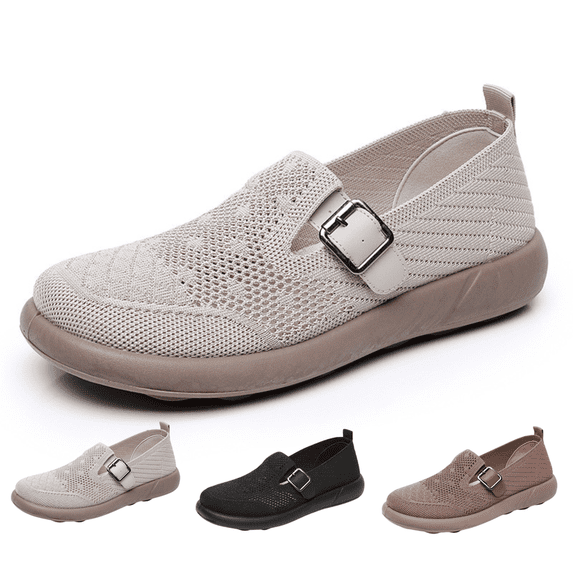CHICVOMEY Women's Slip-On Walking Shoes Lightweight Breathable Mesh Comfortable Sneakers for Women Wide Toe Non-Slip Soft Sole Casual Running Shoes for Women