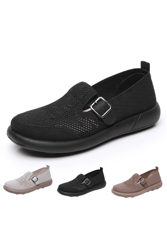 Women's Slip-On Walking Shoes Lightweight Breathable Mesh Comfortable Sneakers for Women Wide Toe Non-Slip Soft Sole Casual Running Shoes for Women