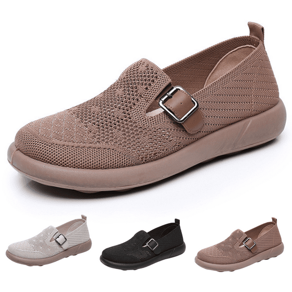 CHICVOMEY Women's Slip-On Walking Shoes Lightweight Breathable Mesh Comfortable Sneakers for Women Wide Toe Non-Slip Soft Sole Casual Running Shoes for Women