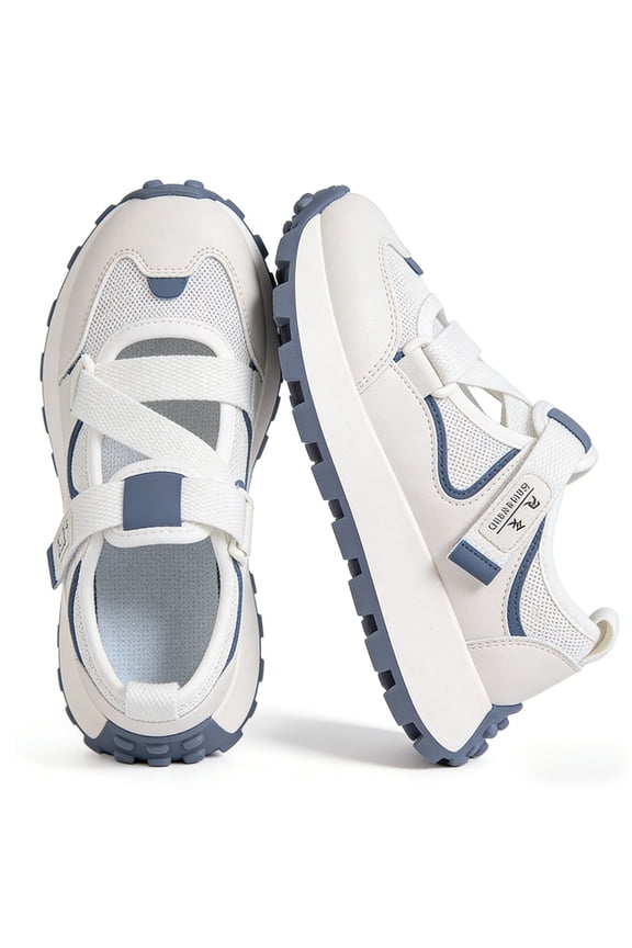 Women's Sneakers Platform Casual Sneakers - Crossover Velcro Straps Slip-On Walking Shoes with Arch Support - Breathable Non-Slip Retro Fashion Sneakers for Daily Travel