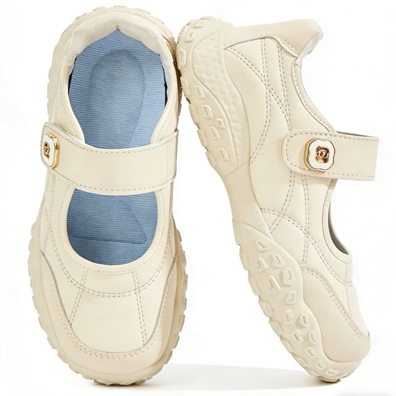 CHICVOMEY Women's Sneakers - Retro Mary Jane Walking Shoes with Memory Foam & Arch Support - Slip-On Casual Fashion Sneakers with Non-Slip Velcro Straps for Daily Travel