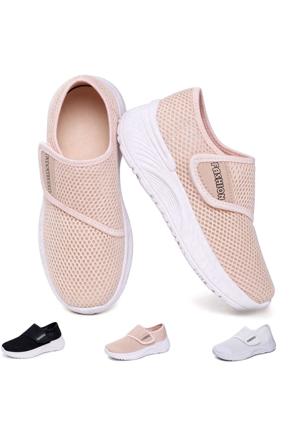 Women's Sneakers with Adjustable Walking Sneakers for Women - Breathable Flyknit Sneakers with Wide Toe Box & Arch Support - Lightweight Casual Flats for Daily Travel