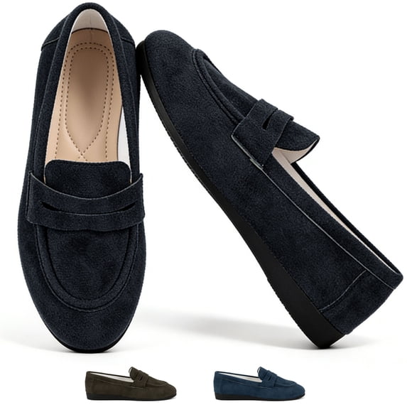 CHICVOMEY Women's Soft Leather Flats - Memory Foam Flats with Non-Slip Thin Sole - Slip-On Business Casual Loafers for Walking & Work Shoes