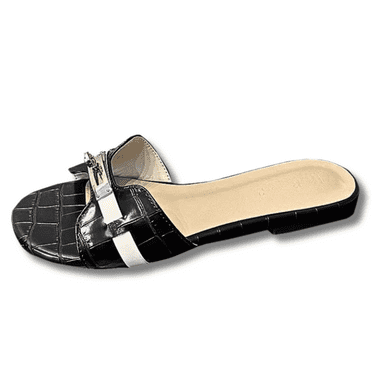 CHICVOMEY Women's Soft Slide Sandals Adjustable Metallic Buckle Comfortable Beach Shoes for Women Cushioned Footbed Non-Slip Rubber Sole Sizes 5.5-8