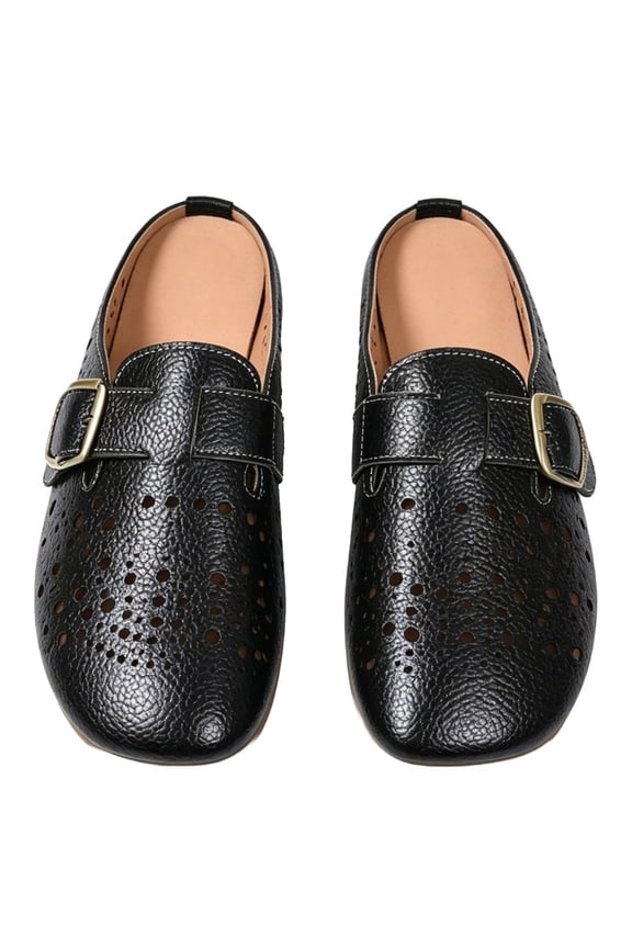 Women's Summer Breathable Closed Toe Sandals Hollow Out Adjustable Buckle Slip On Mules Lightweight Casual Backless Sandals for Women