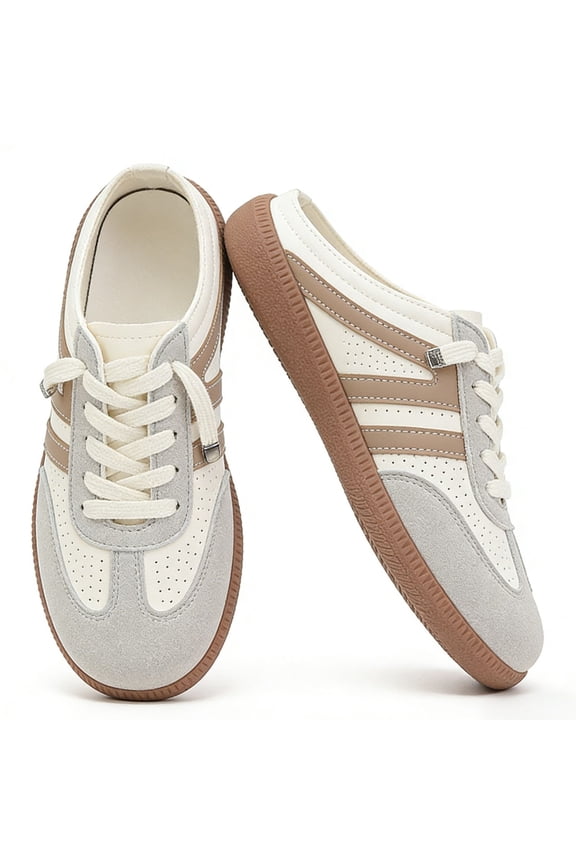 Women's Vintage Mules - Platform Slip-On Mules with Comfortable Sole - Retro Casual Walking Shoes for Campus Daily