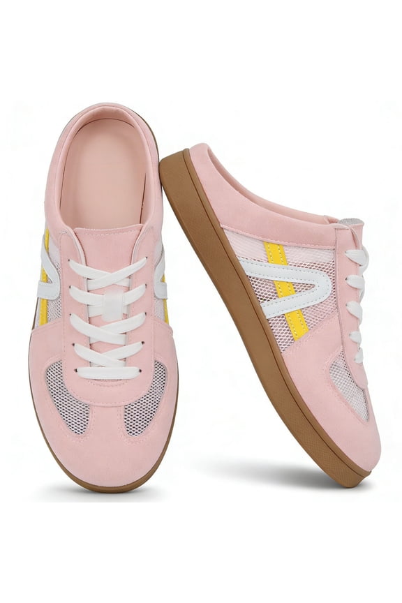 Women's Vintage Platform Mules - Slip-On Walking Shoes for Women with Comfortable Sole - Retro Casual Mules for Campus Daily Wear